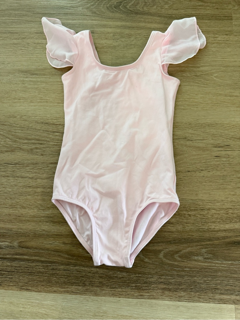 Stelle Light Pink Girl's Ballet Leotard with Sheer Flutter Sleeves